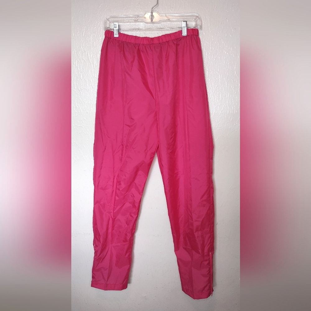 Vintage Land's End Hot Pink Wind Breaker Style Pants With Tags Women's Size M